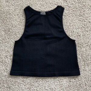 Dynamic • Black Stretchy Ribbed Seamless High Neck Tank